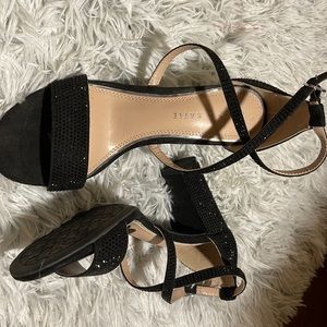 beautiful black sparkly shoes that wrap around the ankle, worn once
